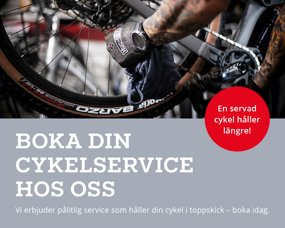 Mekaniker som servar en cykel i verkstaden